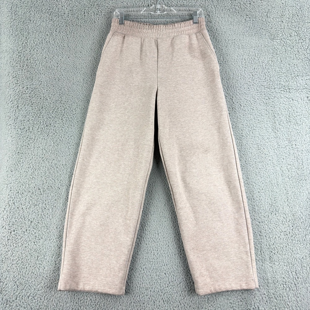 Uniqlo C Sweatpants Womens M Beige Wide Leg Sweat Pants Lounge 341-482314